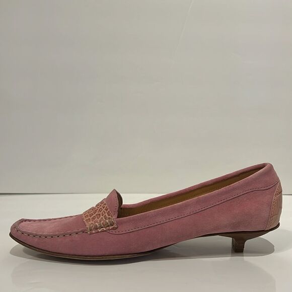 Fieramosca & Co. Pink‎ Suede/Leather Square Toe Kitten Heel Shoes Size 10 - Picture 4 of 16